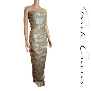 Rick Owens strapless metallic coated denim bustier gown NWT Size 6